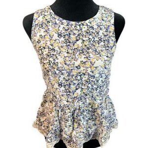 Patterson J. Kincaid Floral‎ Sleeveless Silk Peplum Top XS Cottage Core Boho